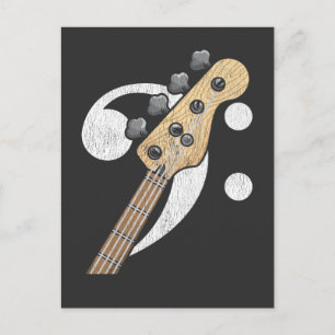 Bass Clef Guitar Bass Player Musician Vykort