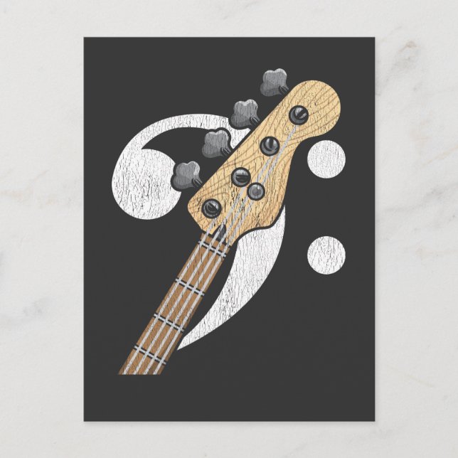 Bass Clef Guitar Bass Player Musician Vykort (Framsida)