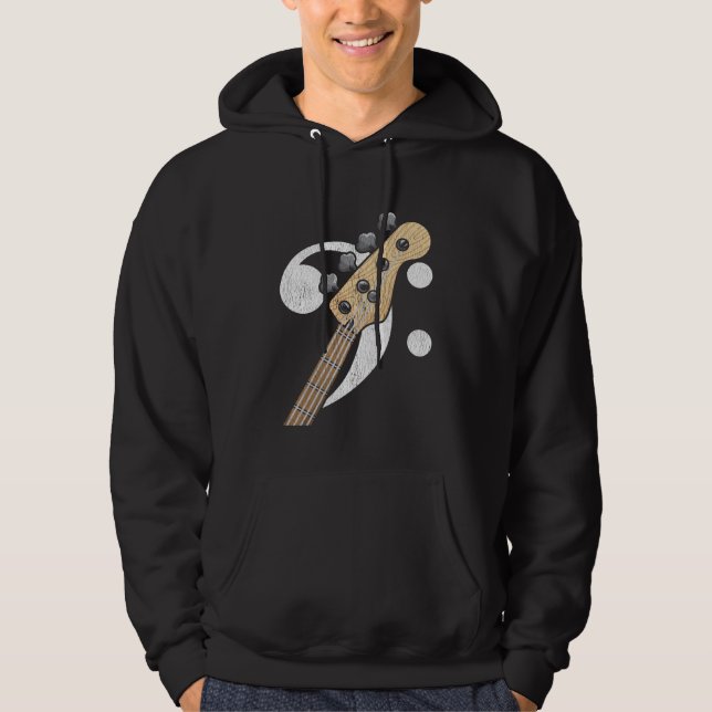 Bass Clef Guitar Bass Player Musiker Hoodie (Framsida)