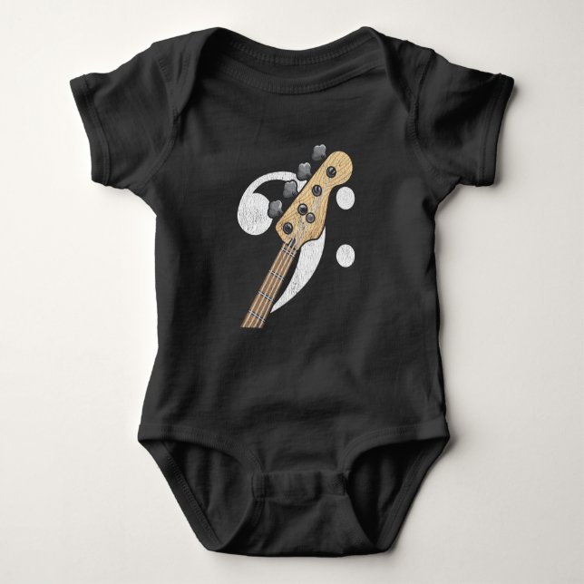 Bass Clef Guitar Bass Player Musiker T Shirt (Framsida)