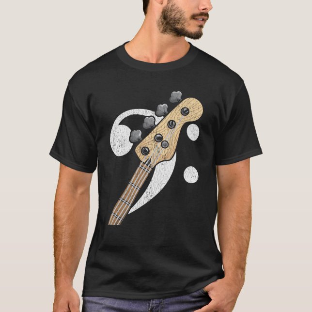 Bass Clef Guitar Bass Player Musiker T Shirt (Framsida)