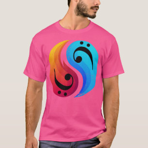 Bass Clef Guitar Yin och Yang Retro Bassistance T Shirt