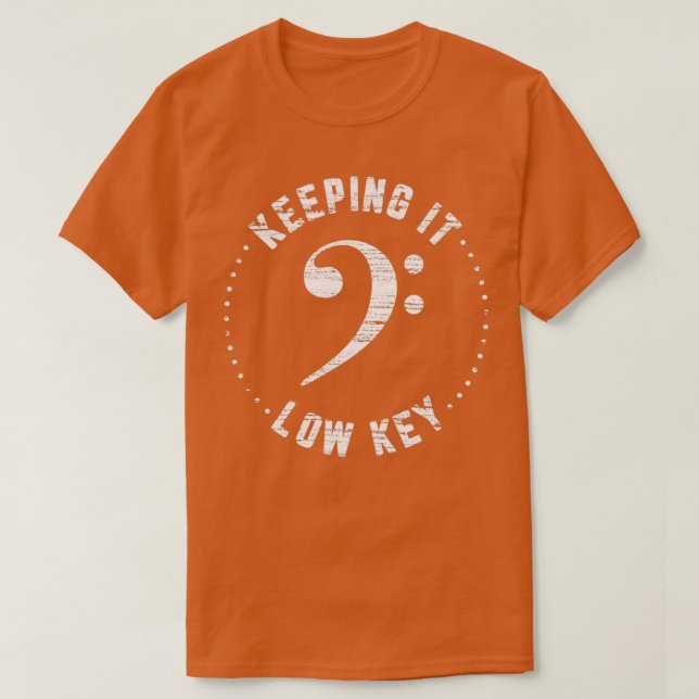 Bass Clef håller den vid lågt Nyckel, vitt T Shirt (Design framsida)