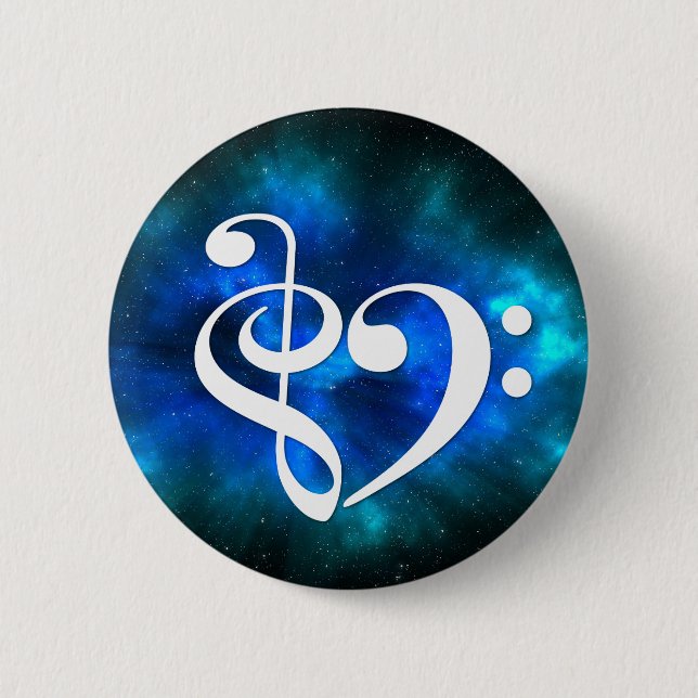 Bass Clef Heart Blue Burst Nebula Knapp (Framsida)
