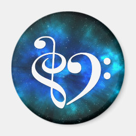 Bass Clef Heart Blue Burst Nebula Magnet