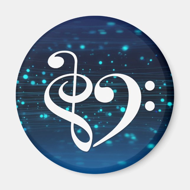 Bass Clef Heart Blue Cluster Nebula Magnet (Framsidan)