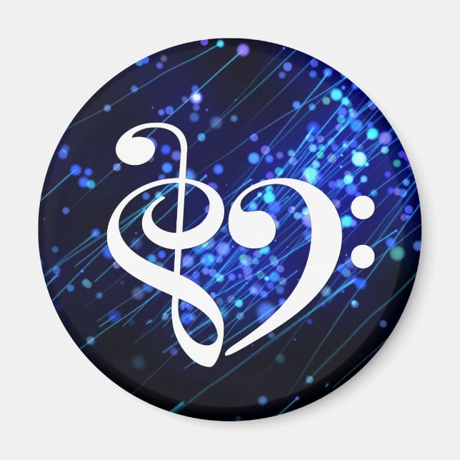 Bass Clef Heart Blue Cluster Nebula Magnet (Framsidan)