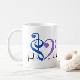Bass Clef Heart EKG Vågar Blue & Amethyst Kaffemugg