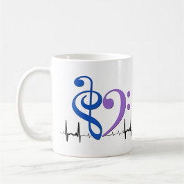 Bass Clef Heart EKG Vågar Blue & Amethyst Kaffemugg