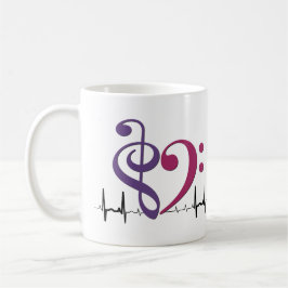 Bass Clef Heart EKG Vinkarare Lila & mulberry Kaffemugg