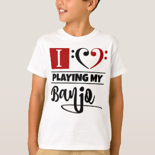 Bass Clef Heart I Kärlek spelar min Banjo T Shirt