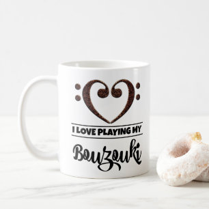Bass Clef Heart I Kärlek spelar min Bouzouki Kaffemugg
