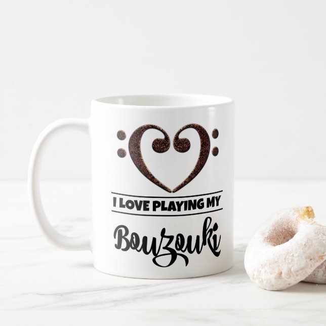 Bass Clef Heart I Kärlek spelar min Bouzouki Kaffemugg (Med munk)