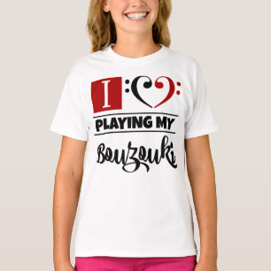 Bass Clef Heart I Kärlek spelar min Bouzouki T Shirt