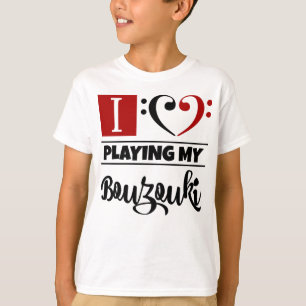 Bass Clef Heart I Kärlek spelar min Bouzouki T Shirt