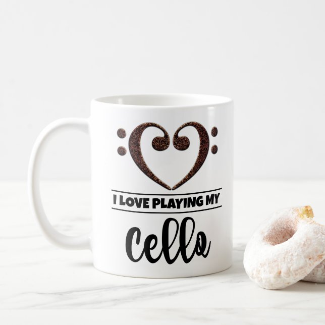 Bass Clef Heart I Kärlek spelar min Cello Kaffemugg (Med munk)