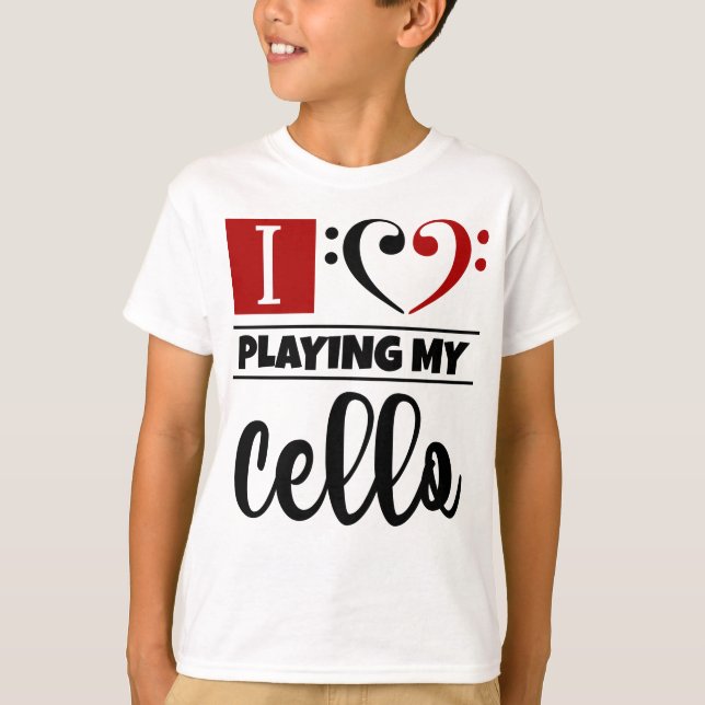 Bass Clef Heart I Kärlek spelar min Cello T Shirt (Framsida)