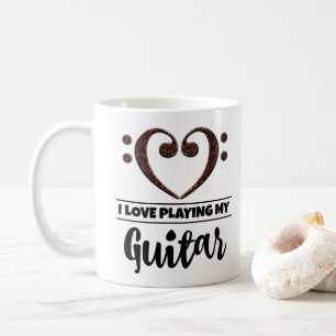 Bass Clef Heart I Kärlek spelar min gitar Kaffemugg
