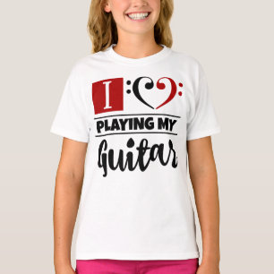 Bass Clef Heart I Kärlek spelar min gitar T Shirt