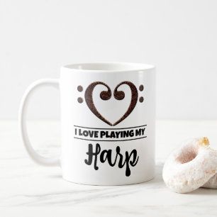 Bass Clef Heart I Kärlek spelar min harp Kaffemugg