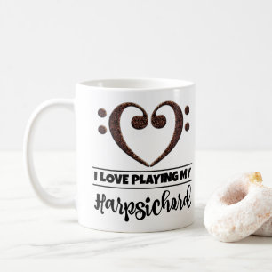 Bass Clef Heart I Kärlek spelar min Harpsichord Kaffemugg