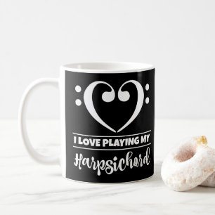 Bass Clef Heart I Kärlek spelar min Harpsichord Kaffemugg