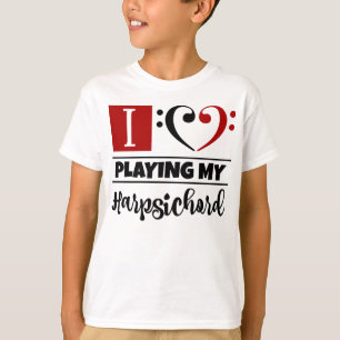 Bass Clef Heart I Kärlek spelar min Harpsichord T Shirt