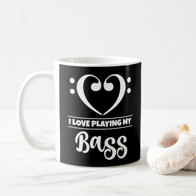 Bass Clef Heart I Kärlek spelar min kropp Kaffemugg (Med munk)