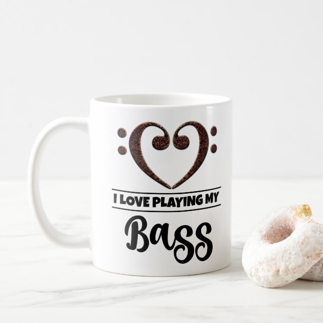 Bass Clef Heart I Kärlek spelar min kropp Kaffemugg (Med munk)