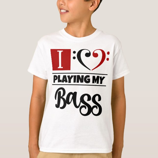 Bass Clef Heart I Kärlek spelar min kropp T Shirt (Framsida)