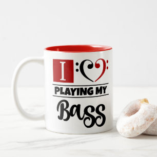 Bass Clef Heart I Kärlek spelar min kropp Två-Tonad Mugg