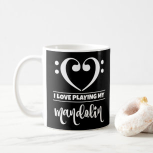 Bass Clef Heart I Kärlek spelar min Mandolin Kaffemugg