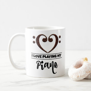 Bass Clef Heart I Kärlek spelar min Piano Kaffemugg