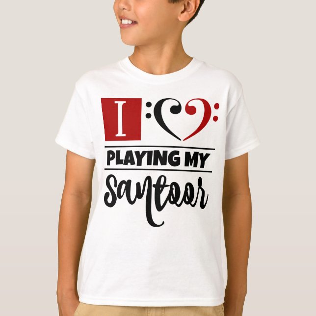 Bass Clef Heart I Kärlek spelar min Santoor T Shirt (Framsida)