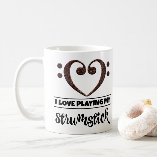 Bass Clef Heart I Kärlek spelar min styrpinne Kaffemugg (Med munk)
