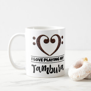 Bass Clef Heart I Kärlek spelar min Tambura Kaffemugg