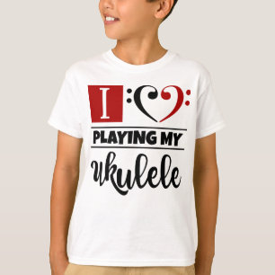 Bass Clef Heart I Kärlek spelar min Ukulele T Shirt