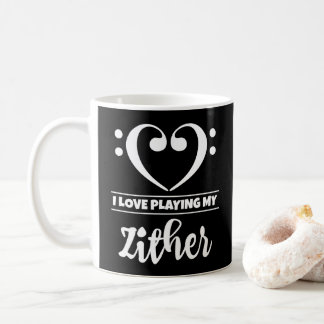 Bass Clef Heart I Kärlek spelar min Zither Kaffemugg