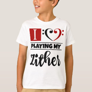 Bass Clef Heart I Kärlek spelar min Zither T Shirt