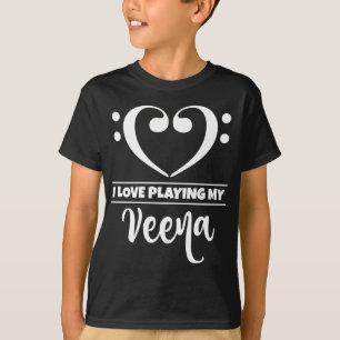Bass Clef Heart Kärlek Spela Veena T Shirt