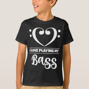 Bass Clef Heart Kärlek spelar Bass T Shirt