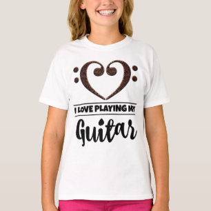 Bass Clef Heart Kärlek spelar Guitar T Shirt