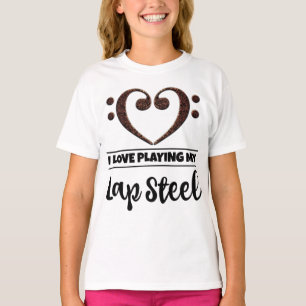 Bass Clef Heart Kärlek spelar lap Steel T Shirt