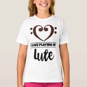 Bass Clef Heart Kärlek spelar lute T Shirt