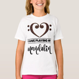 Bass Clef Heart Kärlek spelar Mandolin T Shirt