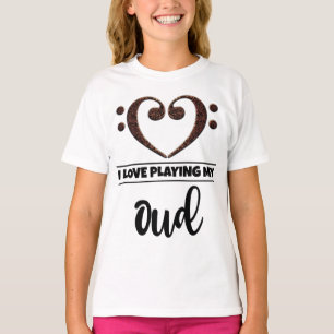 Bass Clef Heart Kärlek spelar oud T Shirt