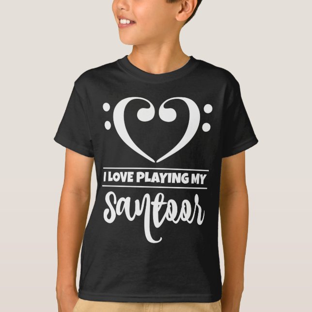 Bass Clef Heart Kärlek spelar Santoor T Shirt (Framsida)
