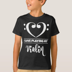 Bass Clef Heart Kärlek spelar violin T Shirt