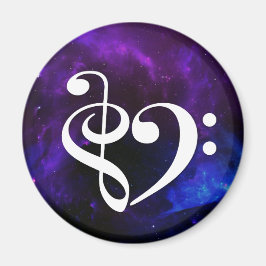 Bass Clef Heart Lila Blue Nebula Magnet