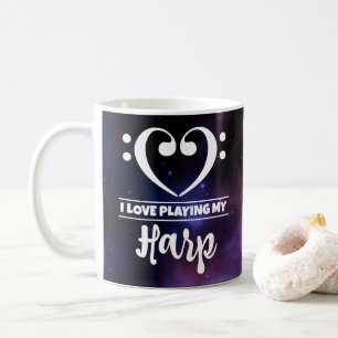 Bass Clef Heart Lila Nebula Kärlek Harp Kaffemugg